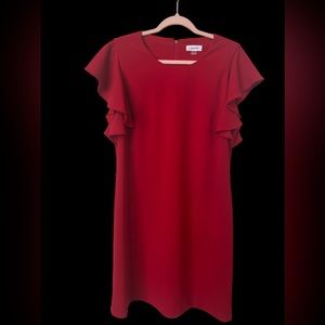 Calvin Klein Red Short Sleeve Midi Dress